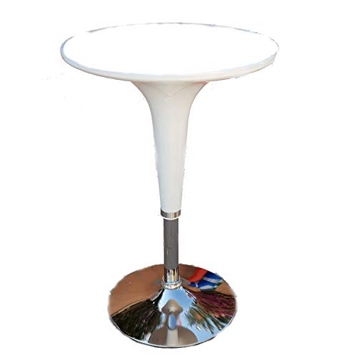 Mesa CÓCTEL Madeira Blanco (Diámetro: 60 cm. Alto: 69-93 cm. Pie: 38,5 cm. Espesor: 3 cm.)