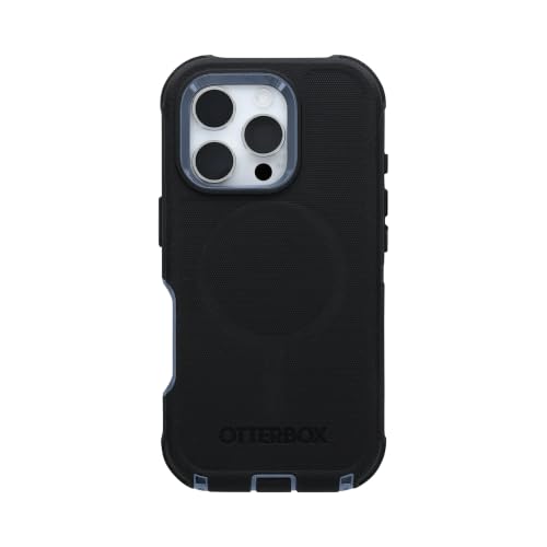 Image of OtterBox iPhone 16 Pro (Only) Defender Series MagSafe Case - Black Denim (Black & Blue) - Built-in Magnets - Screenless - Rugged & Durable - with Port Protection