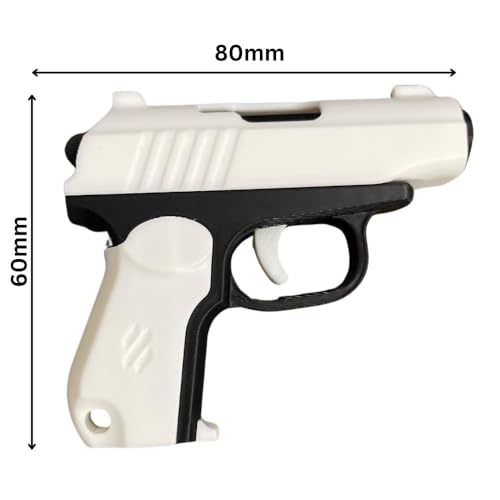 Image of Mini Gun Shaped Keychain, Creative Novelty Key Holder Accessory for Keys, Bags & Collectible Display Item (White-Black)