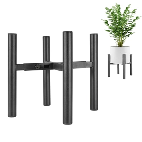 NSYOOMH Adjustable Metal Plant Stand Black Fits 6-10 Inch Heavy Duty Flower Pots Holder - Floor Single Plant Stands Indoor Outdoor for Corner Planter Outside Potted Plants (Pot Not Included)