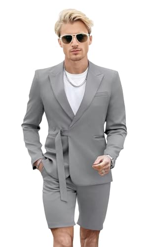 Shorts Suits for Men 2 Piece Slim Fit Peak Lapel Tuxedo for Men Casual Prom Summer Beach Wedding