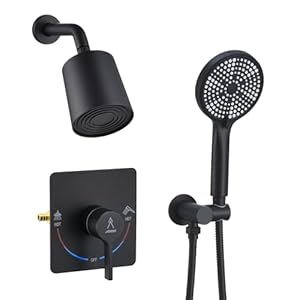 Shower Faucet Set Rain Shower System Valve Kit with Head -3 Setting Handheld High-Pressure Shower Fixtures Valve Included (Matte Black)