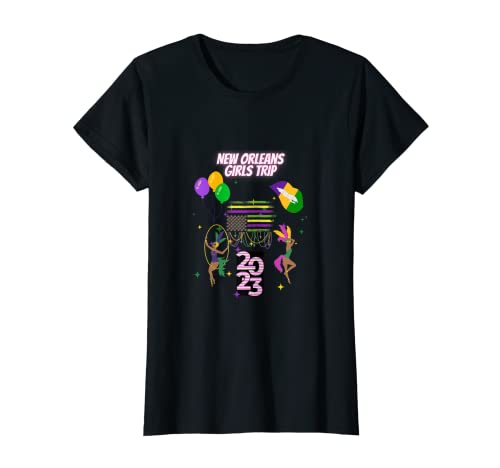 Womens Mardi Gras New Orleans Girls Trip 2023 Celebration Beads T-Shirt