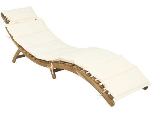 Bain de soleil en bois avec coussins inclus "Jakarta" - Beige