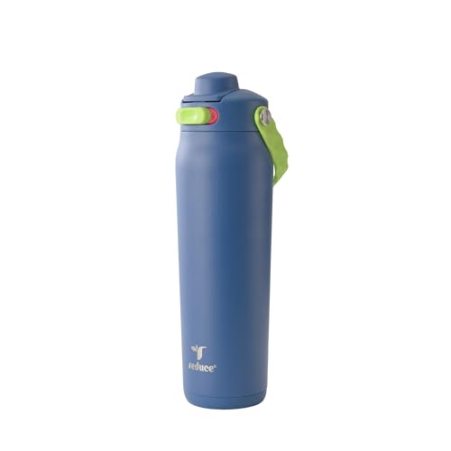 Image of REDUCE Aura Vacuum Insulated 26 oz Water Bottle - Leak-Proof & Chug Spout for Quick Hydration - Keeps Drinks Cold for 30 Hours - Removable Handle for Travel or Gym - Soft Sit Base - Mineral Blue