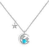 LMMSHX Collar de Luna y Estrella para Mujer, joyería, Gargantilla de circonia, Collares con Colgante para Mujeres y niñas, Collar de Regalo