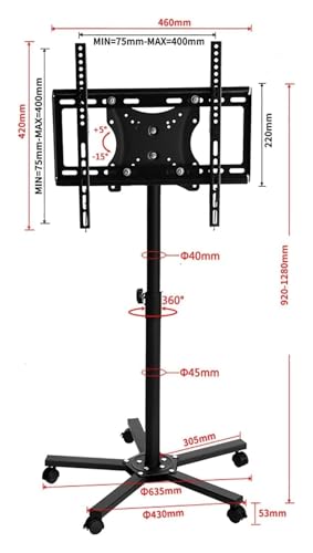 Soporte móvil ajustable para TV con ruedas y bloqueo miniatura 5