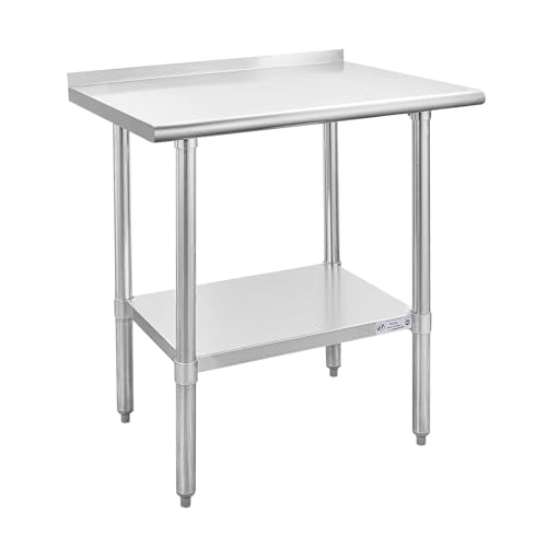 Hally Stainless Steel Table for Prep &amp; Work 24" x 30" with Backsplash NSF