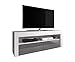 Produktbild E-Com TV-Element TV Schrank TV-Ständer Entertainment Lowboard Luna 140 cm, Körper weiß Matte/Fronten Grau Hochglanz