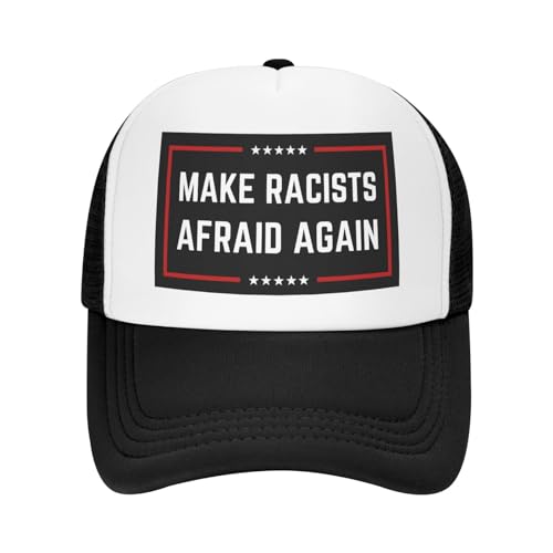 Oingoo Make Racists Afraid Again Mesh Hat Women Men Trucker Hat Baseball Cap Dad Hat Black