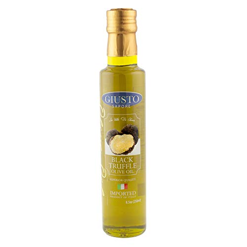 Giusto Sapore Black Truffle Infused Italian Extra Virgin Olive Oil, Cold Pressed, Imported from Italy - 8.5oz