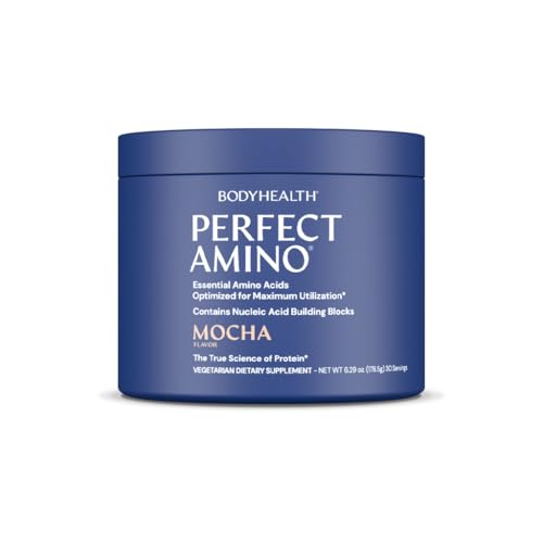 Image of BodyHealth PerfectAmino Powder - BCAA and EAA Powder for Pre and Post Workout - Amino Acid Energy Drink for Men and Women to Support Lean Muscle and Recovery - Mocha - 30 Servings