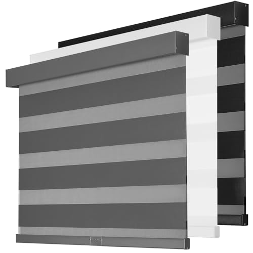 UKFGXWER Cordless Zebra Blinds for Indoor Windows,12" W x 72" H,Grey
