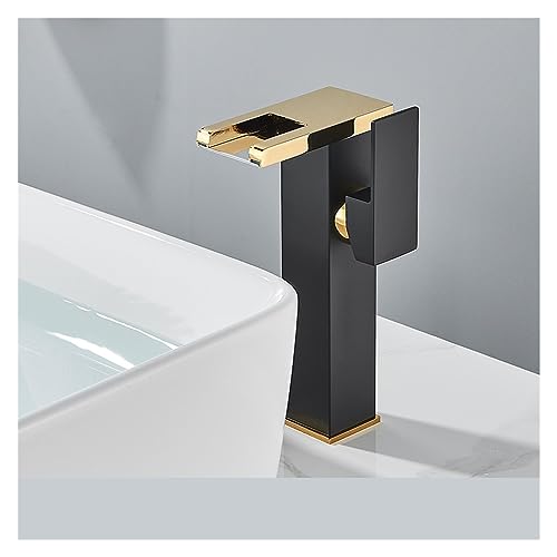 Mitigeur de luxe cascade LED noir et or Black Gold B pour lavabo