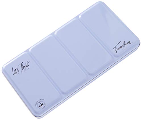 Honsell White Nights-Caja vacía de Metal Resistente para Acuarelas, Cuencos Enteros con 4 Secciones de Mezcla, carbón, 35 Farben (80124)