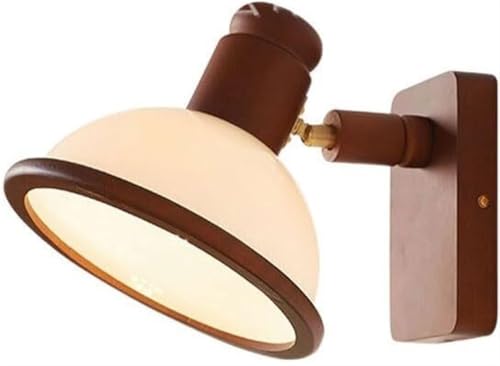 Aplique de pared orientable de madera y vidrio lechoso para dormitorio 2