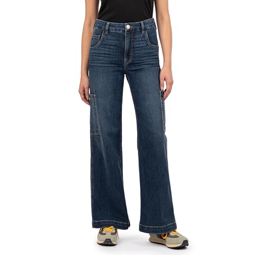 KUT from the Kloth Women's Jodi High-Rise Fab Ab Wide Leg-Slash Front Carpenter in Balance
