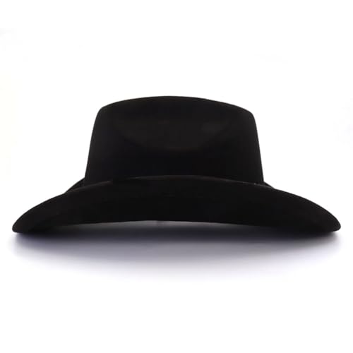 Image of Cowboy Hat Cowgirl Hat Men's & Women's Wide Brim Felt Fedora Hat with Buckle Belt Western Cowboy Hat for Women