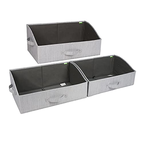 KEEGH Schrankkörbe und Aufbewahrungskörbe für Regale, Wäscheschrank, Regal-Organizer und Aufbewahrungsbox, trapezförmige Aufbewahrungskörbe, 50 x 28.4 x 21.1 cm (grau, 3 Stück) Cover