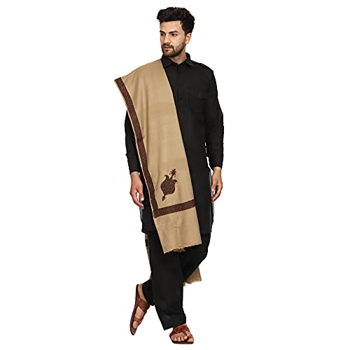 Image of SWI WITH LABEL Men's Kashmiri Embroidered Wool Shawl