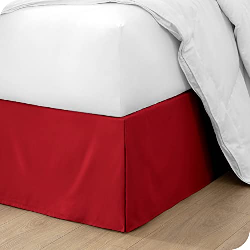 Ressito Split Corner Bed Skirt 18 Inch Drop Microfiber Wrinkle and Fade Resistant King Size, Burgundy Solid