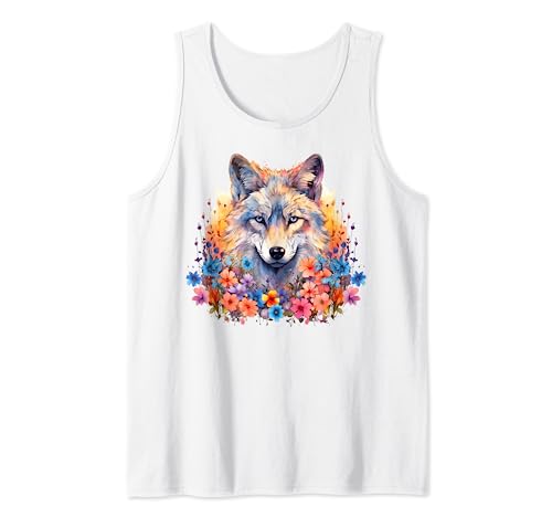 Mignon fleur loup sur l'été Floral Wolf Débardeur