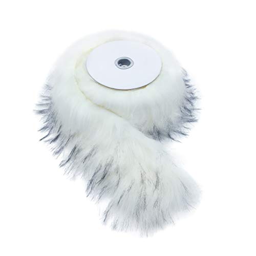Furryvalley Ruban en fausse fourrure de renard racoon Peluche DIY Bande de couture pour pantoufles capuche et manteaux environ 180cm (Blanc) Cover