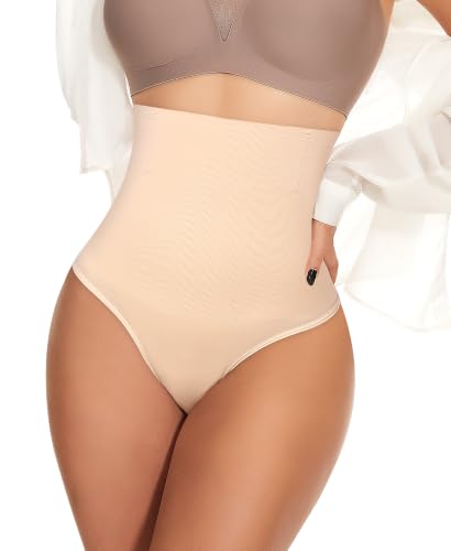 Image of Werena Tummy Control Thong Shapewear for Women High Waisted Body Shaper Panties Shaping Thong Girdle Underwear