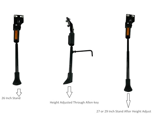 Image of Shrenik Cycle Stand Adjustable 24-29 Inch Bicycle Side Kickstand Reflector Double Nut Aluminum Alloy Junior Senior MTB Bikes Allen Key Included