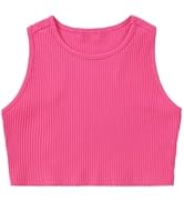 Mebius Girl's Crop Tops Ribbed Knit Cropped Tank Tops Sleeveless Round Neck Racerback Casual Cute...
