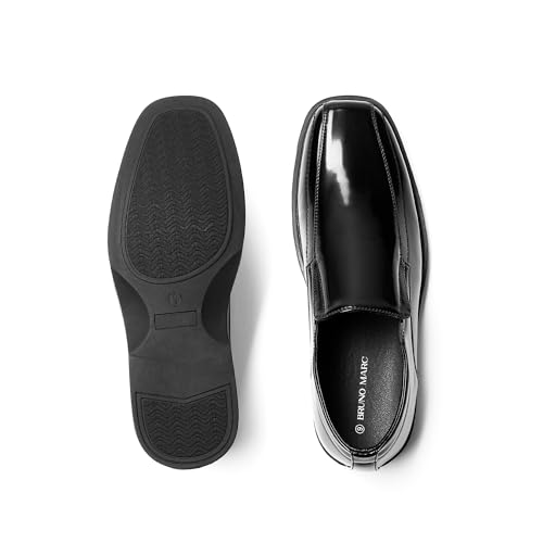 Bruno Marc Bruno Marc Men's Square Toe Dress Loafers Shoes,Size 12W, 5-Black Pat,CAMBRIDGEWIDE-05