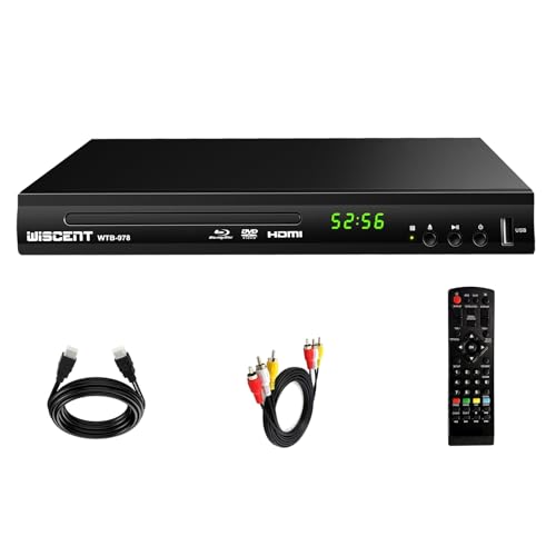 HD Blu-Ray Disc Player for TV with HDMI and AV Cables 1080P Home Theater Play Region B 2 Bluray Players UK and All DVDs with Dolby Audio/DTS Built-in PAL NTSC Coaxial Output USB Input