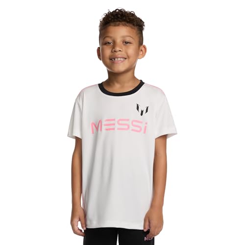 Image of Messi Boys' Lifestyle Short Sleeve Top, Loose-Fit Shirt with Logo, Comfortable, All-Day Wear