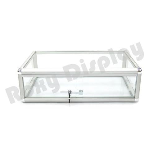 ROXYDISPLAY™ Aluminum Frame Counter Top Tempered Glass 33 Inch Wide Lockable Display Showcase #KDFLAT Cover