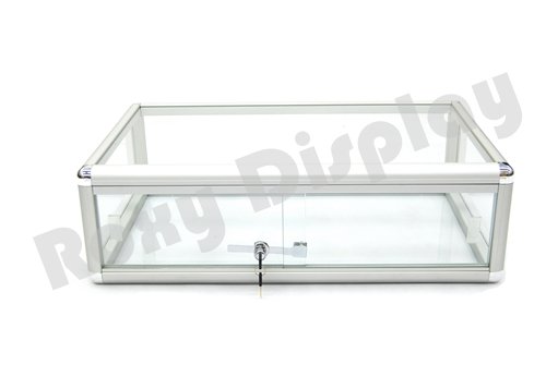 ROXYDISPLAY™ Aluminum Frame Counter Top Tempered Glass 33 Inch Wide Lockable Display Showcase #KDFLAT