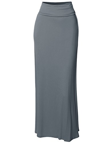 Women's Stylish Fold Over Flare Long Maxi Skirt3