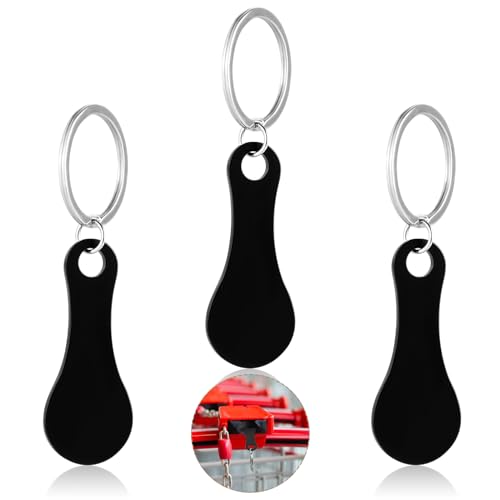 Andibro 3 Pieces Stainless Steel Shopping Trolley Token Portable Alloy Key Ring Quarter Holder Keychain Removable Shopping Trolley Keyring for Men Women Shopping Cart Multi-tool Grocery(Black)