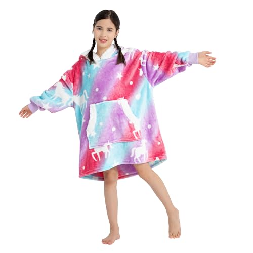 Winthome Hoodie Decke Kinder, mit Ärmelnn Weiche und Bequeme,...