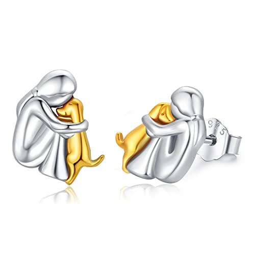 Image of 925 Sterling Silver Dog Earrings Cute Animal Puppy Stud Earrings Dog Jewelry Gifts for Women Girls Pet Lover Hypoallergenic Earrings for Sensitive Ears