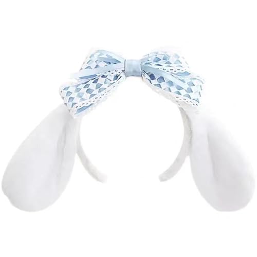 Vlmazlm Ear Hairpin Plush Hairband Women Kawaii Butterfly Halloween Christmas Holiday Birthday Party Gift (Blue)