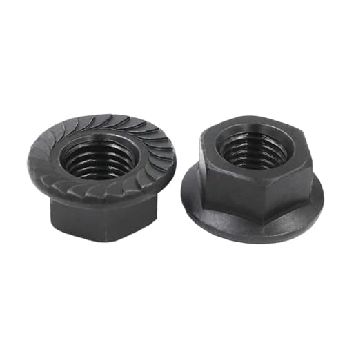 Écrou à bride hexagonale M16 noir en acier robuste pour fixation | Lot de 5 pcs
