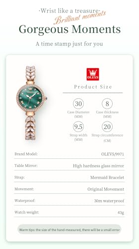 Image of OLEVS Diamond Watch for Women Luxury Dress Rose Gold Bracelet Casual Elegant Waterproof Date Ladies Quartz Wrist Watches
