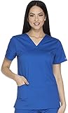 CHEROKEE Workwear Core Stretch Women Scrubs Top V-Neck WW630, M, Royal