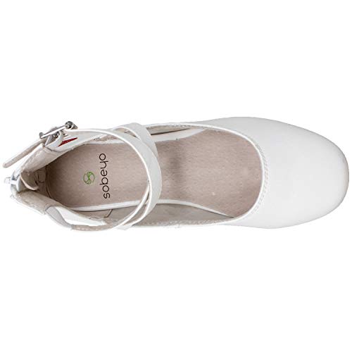 SOBEYO Girl's Dress Pumps Shoes Embroidered Mary-Jane Heel Block Shoes Elastic Strap/w Buckle Leather Insole Lining4