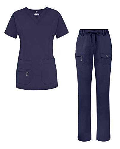 Adar Uniforms Women's Scrub Set - Enhanced V-Neck Top/Multi Pocket Pants - 4400