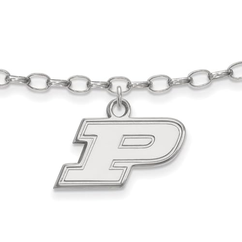 LogoArt Sterling Silver Purdue P Dangle Anklet, 9 Inch
