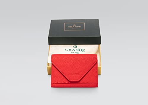 Image of grande 3639 Card Cases, Red, 4.13*3.15*0.60, Leather Card Holder With Magnetic Closure, Small Women Accordion Wallet