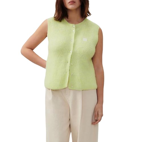 Image of Yuemengxuan Women Y2k Knitted Sweater Vest Sleeveelss Button Down Round Neck Ribbed Knit Tank Top Cardigan Vest Streetwear (Light Green #D, S), Small