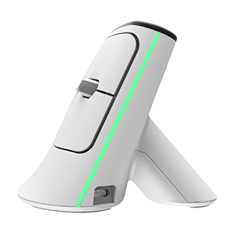 DeLUX Ergonomic Mouse, Wireless Vertical Mouse with OLED Power Display, USB Receiver and BT5.0, 4000DPI, 6 Buttons, Ergo Carpal Tunnel Mice Reduce Wrist and Hand Pain, for Windows / Mac(MV6-White) Cover