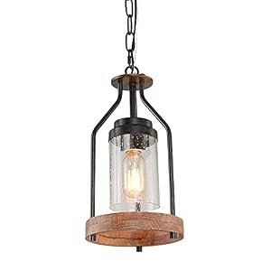 Giluta Simple Pendant Light Retro Island Pendant Lighting Fixture Farmhouse Kitchen Hanging Ceiling Light with Glass Shade for Bedroom Living Room Bathroom P0039